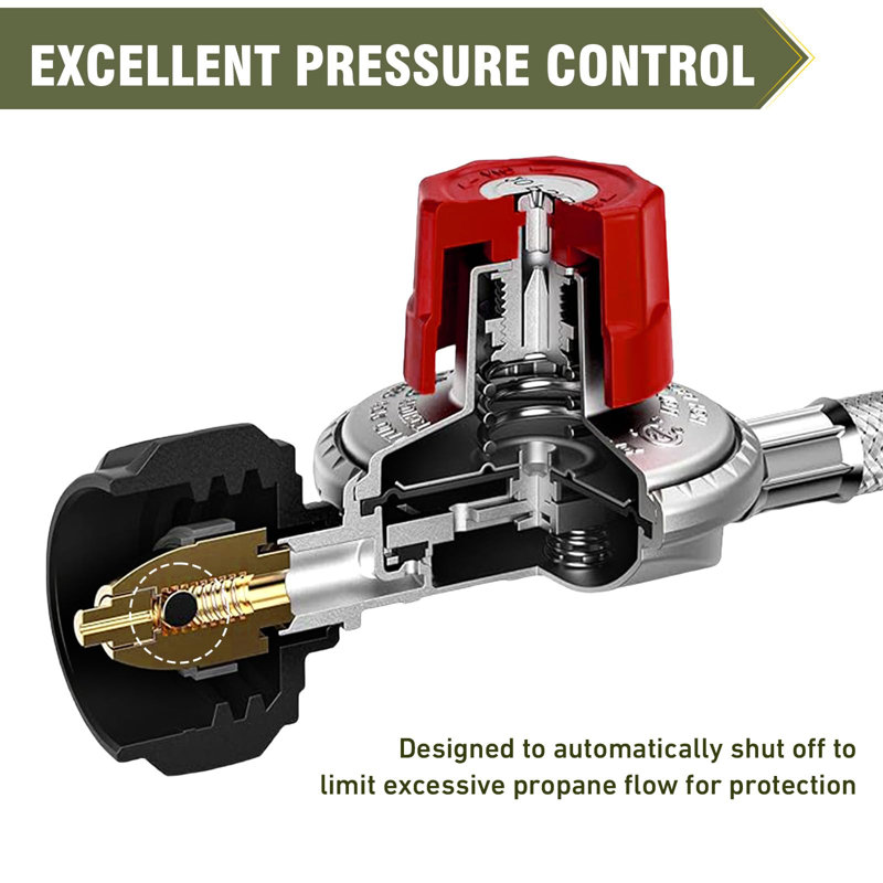 Régulateur de propane, tuyau ajustable pour brûleur à gaz haute pression 0 à 20 psi, 4 pieds, adapté aux réservoirs de propane