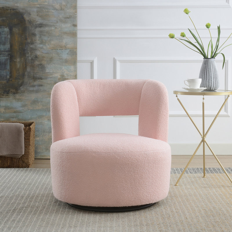 Fauteuil en tissu pivotant à 360 ° - rose, confortable pour le décor du salon