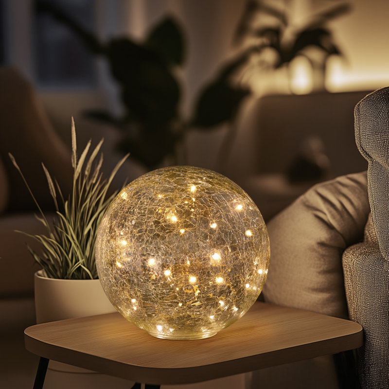 Kingsbridge Portable Glass Globe Lamp, 8" H x 8" W x 8" D
