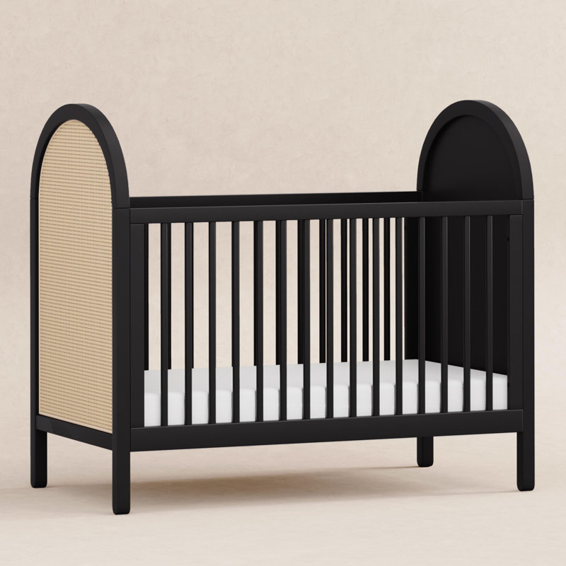 Bondi Black and Natural Cane 3-in-1 Convertible Crib