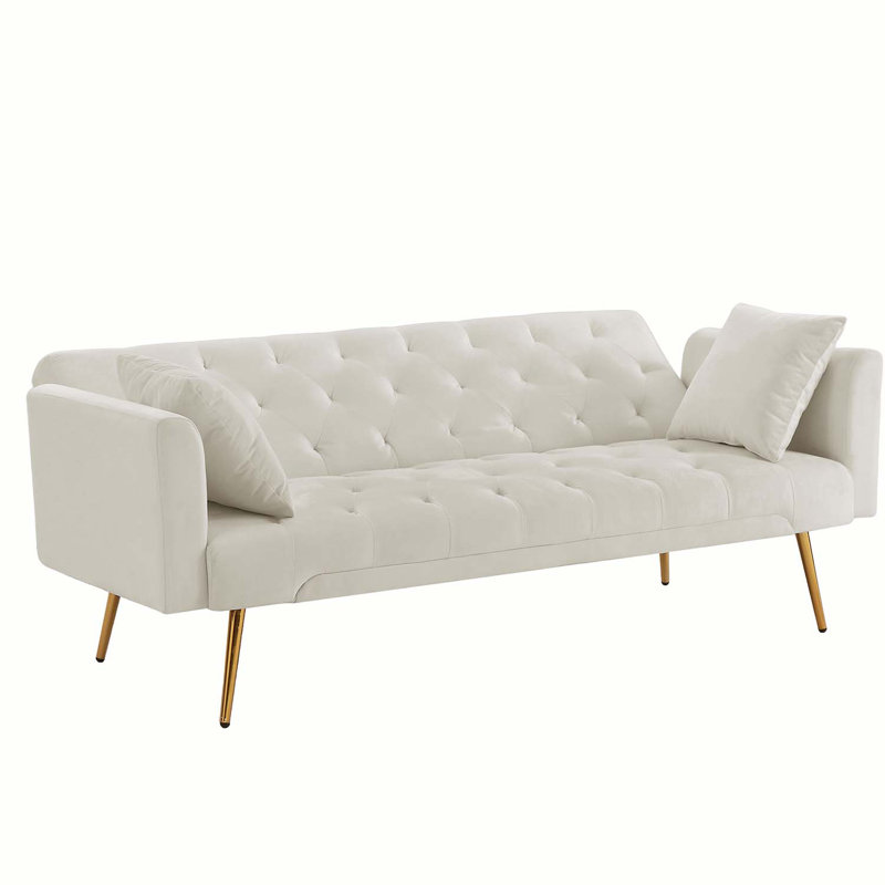 Canapé-lit rembourré de style moderne 71,65 po, Velours beige
