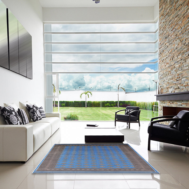 Tapis bleu / gris Galilea, Carré 7 pi