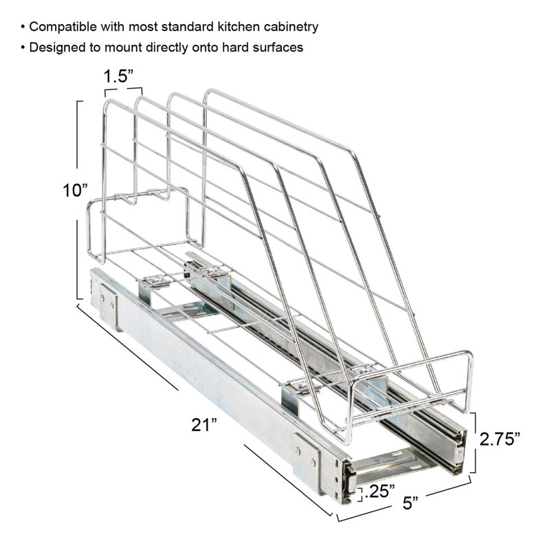 Chrome-Plated Steel Pull-Out Storage Organizer for Cookware