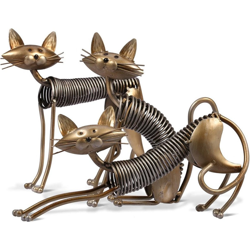 Sculpture en métal, art en fer, ressort de chat, artisanat ...