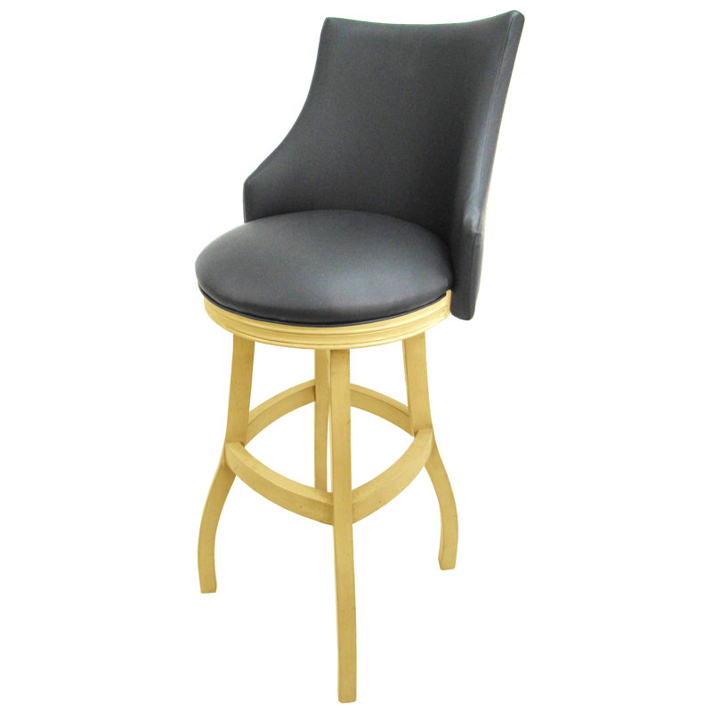 Tabouret pivotant en bois Ridfortore, Beige, Gris, Tabouret de bar (hauteur du siège 34 po)