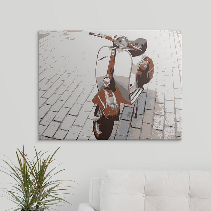 « Vespa Scooter » par Francy, art graphique, H 27 po x l 36 po x P 1,5 po, Toile