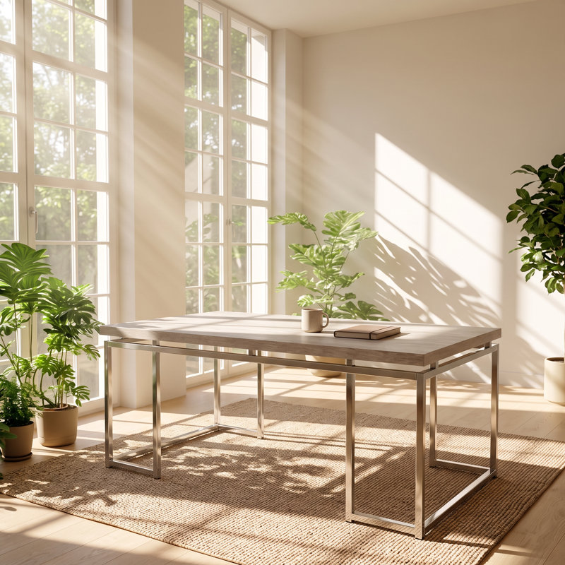 Table basse Chafik en chêne naturel, piètement chromé, 119 cm (L) x 61 cm (P) x 46 cm (H)