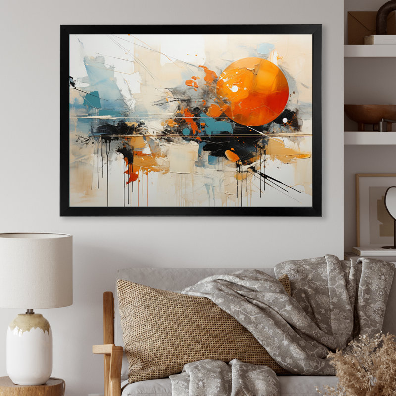 Teal Orange Bold Energy III - Dams Canvas Prints, 30" H x 40" W x 1.5" D, Black Single Picture Framed
