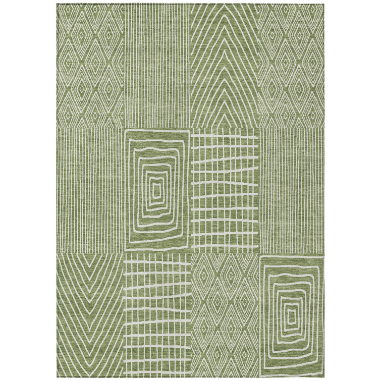 Machine Washable Indoor/Outdoor Chantille ACN990 Green Area Rug