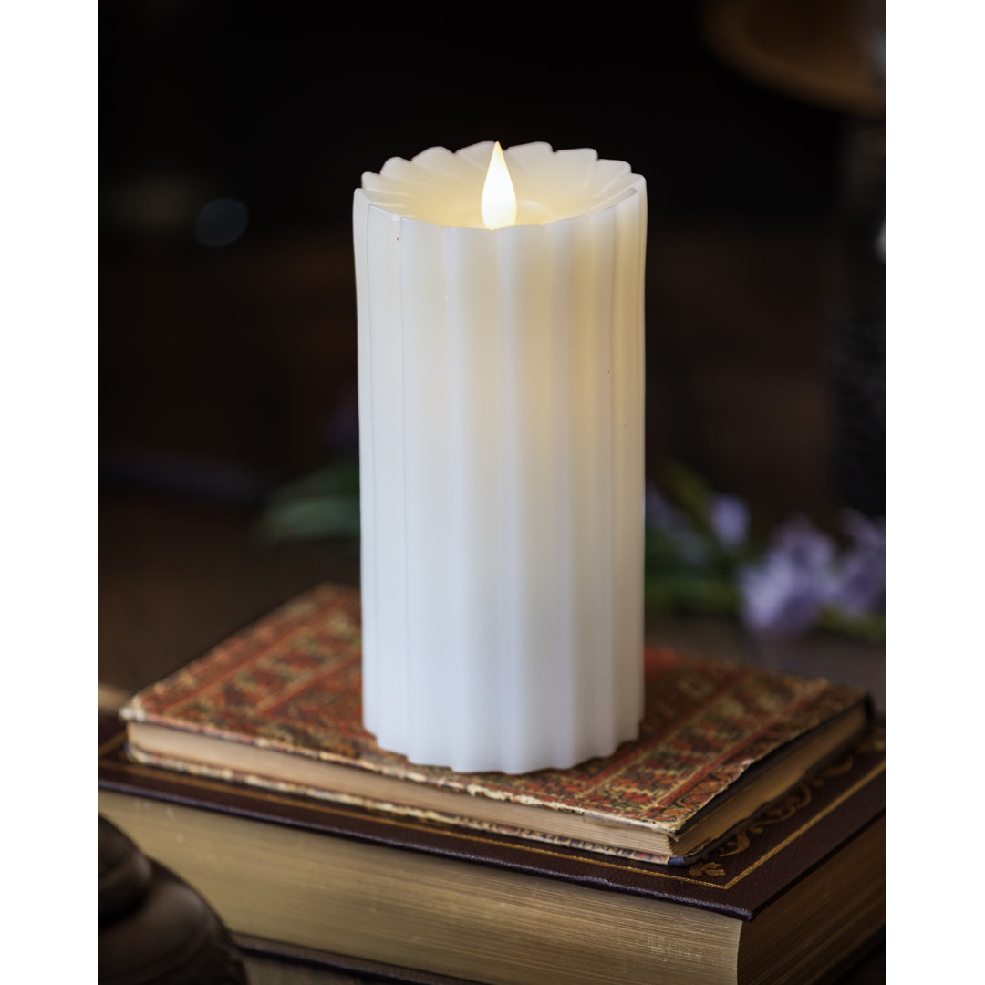 Sutton Real Wax Flickering Flameless Battery Powered LED Pillar Candle Symple Stuff Color: White Size: 9" H x 5.25" W x 5.25" D