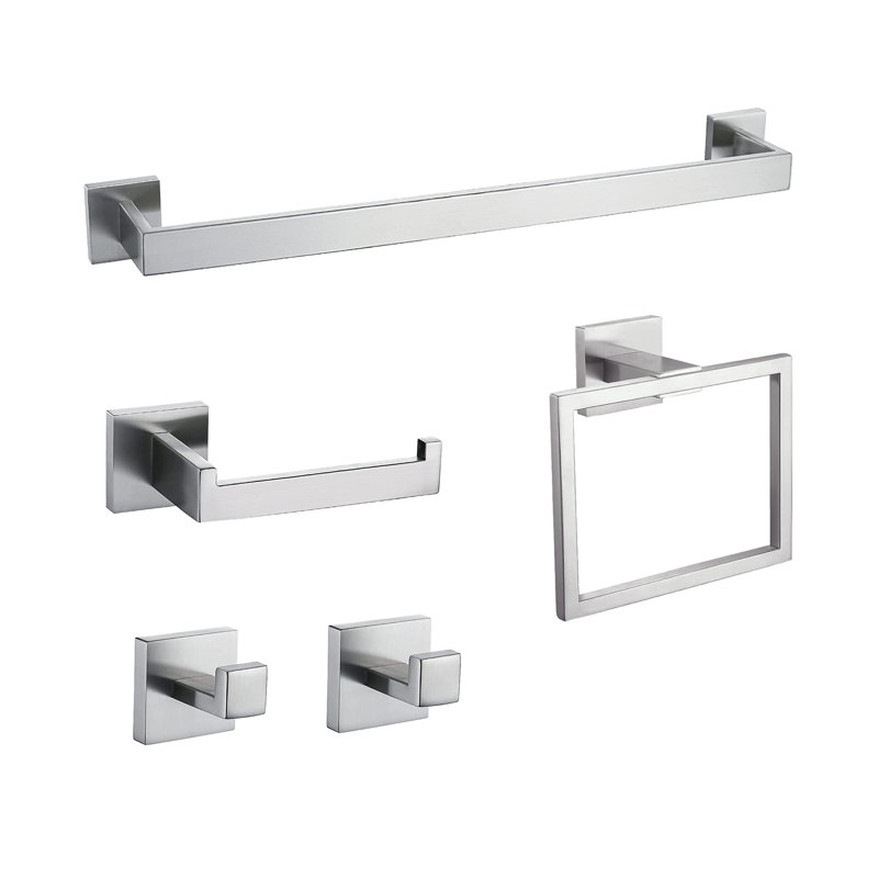 Ensemble de quincaillerie de salle de bain 5 pièces, Nickel brossé