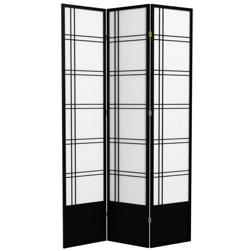 Cloison pliante Keitez, Noir, 4 panneaux