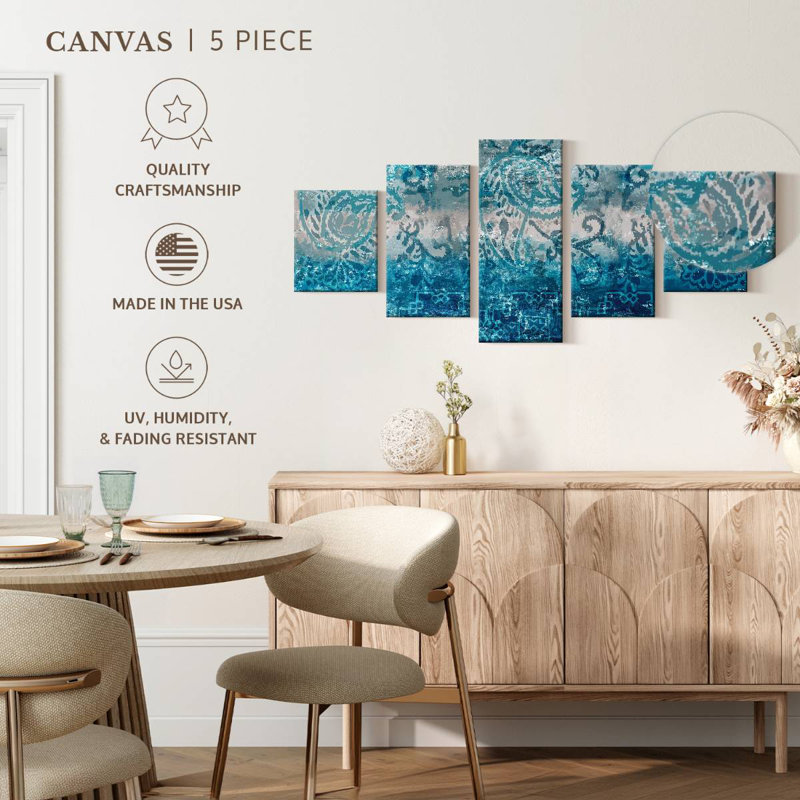 Blue Abstract Elegance, 42" H x 92" W