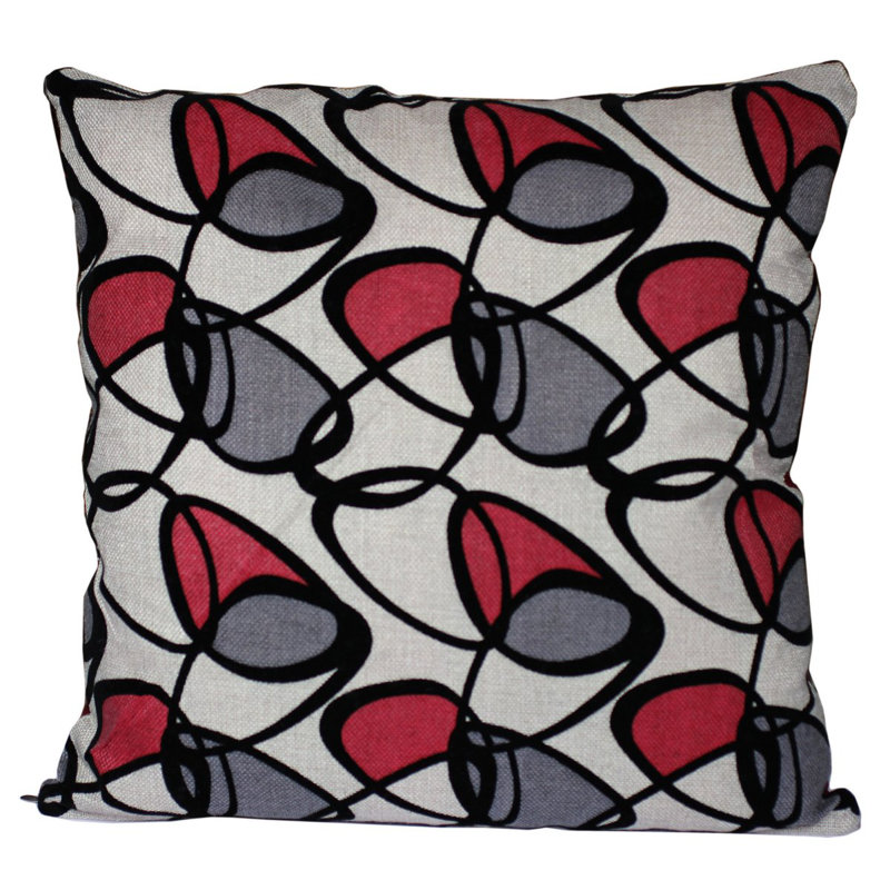 Ina Geometric Square Throw Pillow Cover, Grey/Pink/Beige