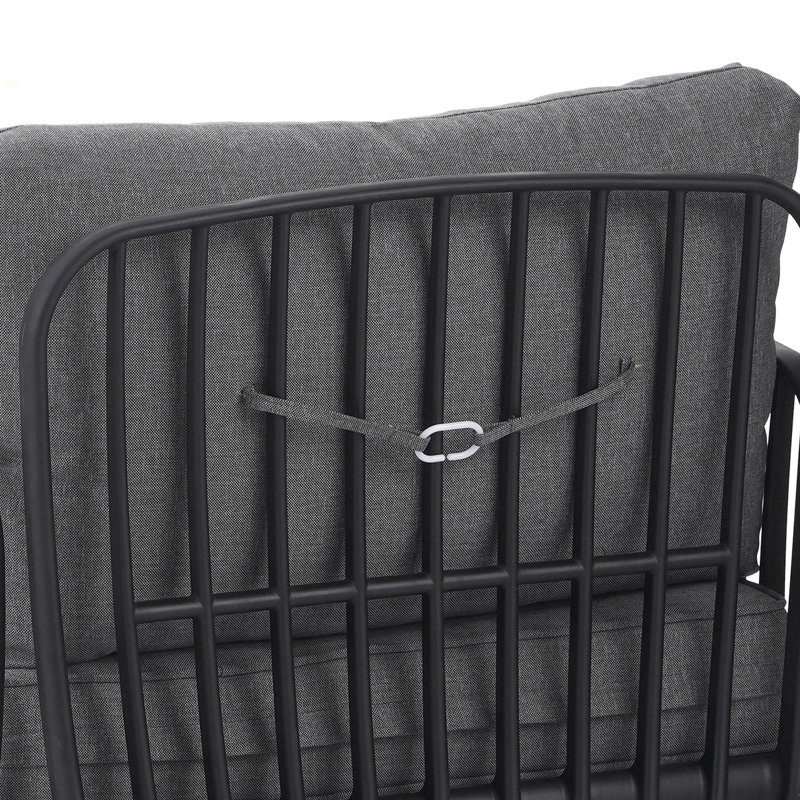 Ensemble de conversation pour patio 3 pièces, ensemble de mobilier modulaire d'extérieur moderne avec table basse carrée, siège épais à coussin épais pour porche et balcon