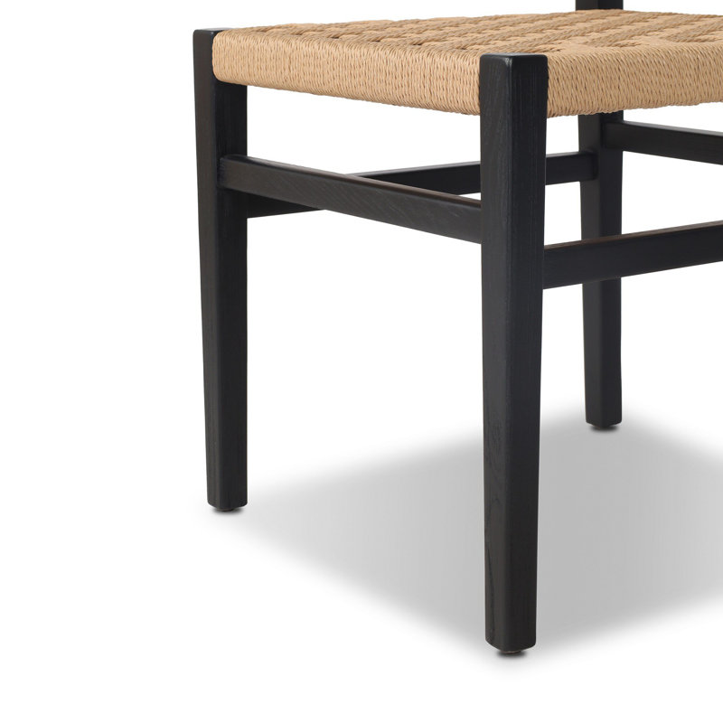 Mallory Woven Dining Chair, Distressed Black Ash