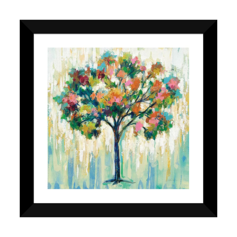 «Blooming Tree» par Silvia Vassileva - impression, H 24 po x l 24 po x P 1 po, Blanc, Papier encadré noir