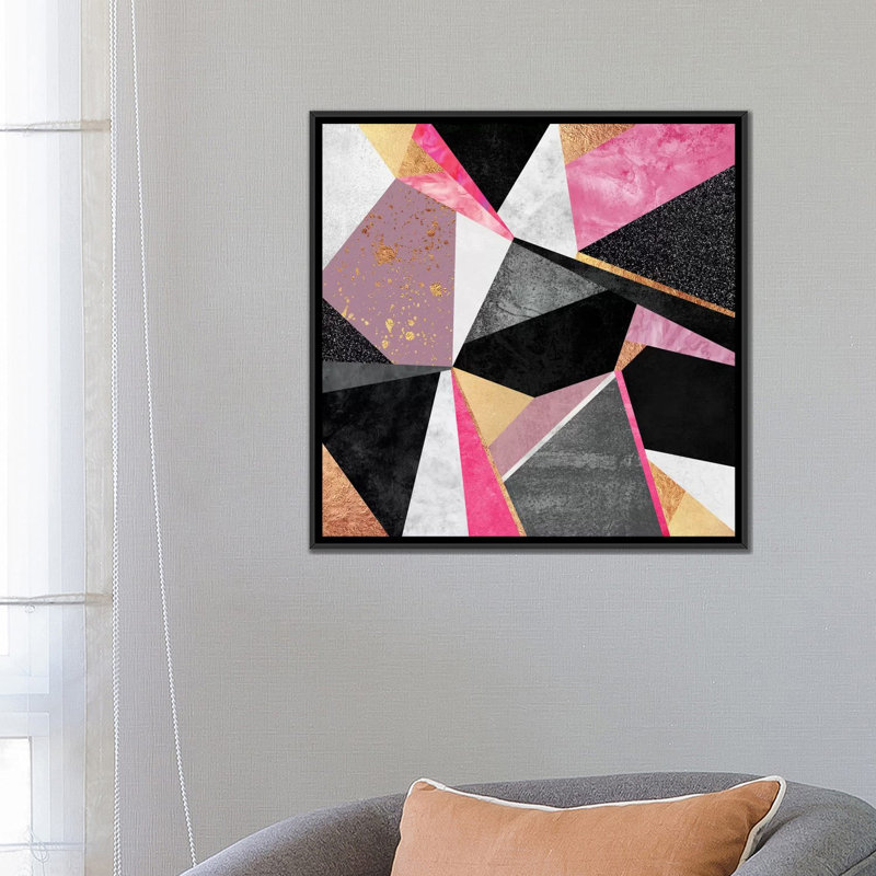 « geometry », impression sur toile, H 18 po x l 18 po x P 1,5 po, Toile avec cadre noir, Pas de tapis