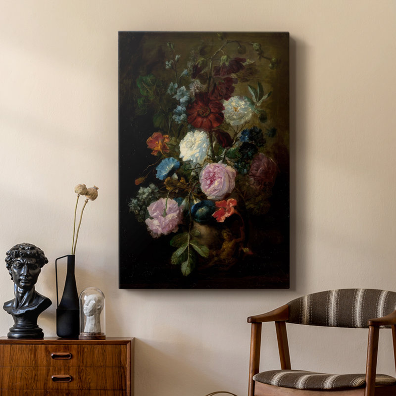 Demure Dutch Floral II -Custom Wrapped Gallery Cavas, 18" H x 12" W