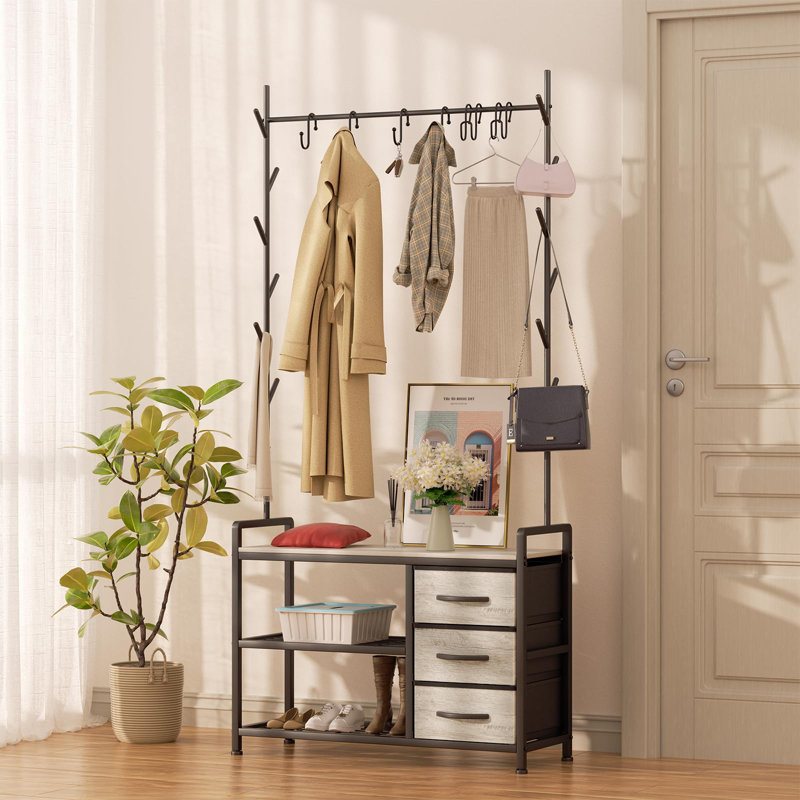 Metal Freestanding Coat Rack, Black/Grey