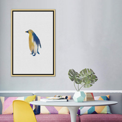 Pingouin bleu et jaune - impression d'art graphique