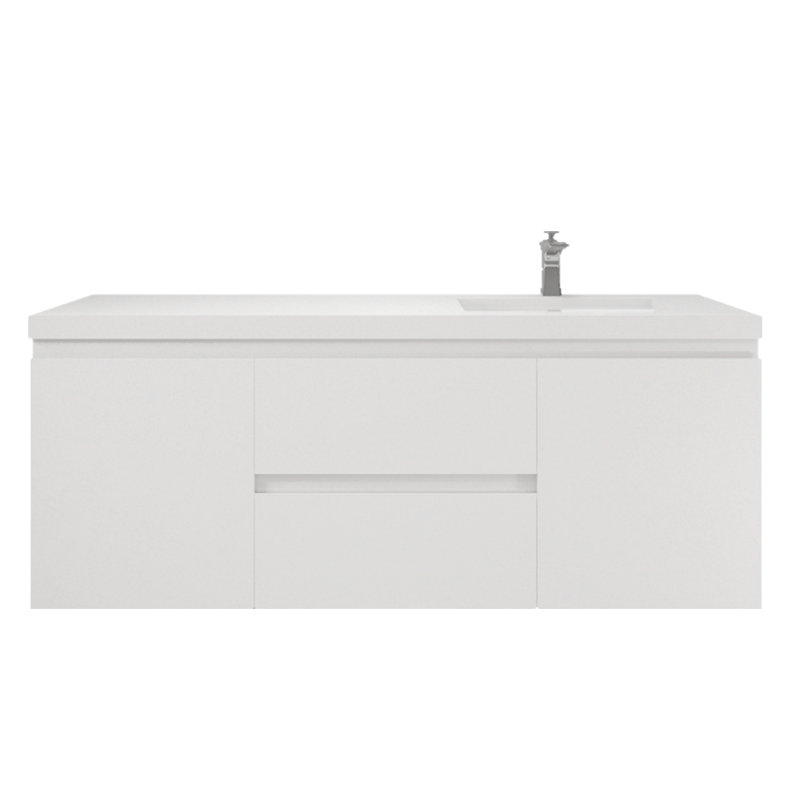 Single Bathroom Vanity with Acrylic Top, White