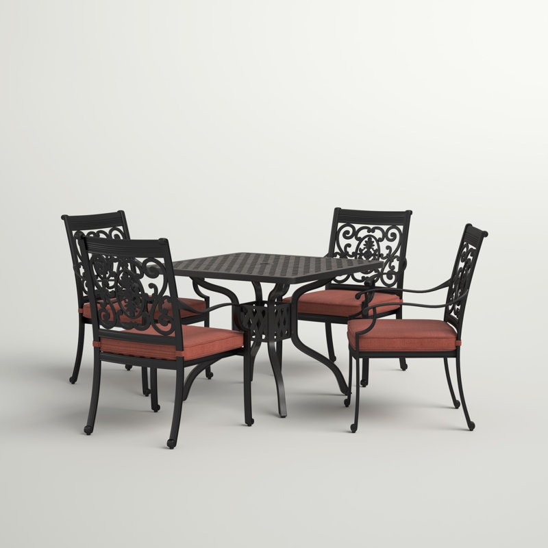 Caseyville 5-Piece Patio Dining Set with Cushions and 36'' Square Dining Table