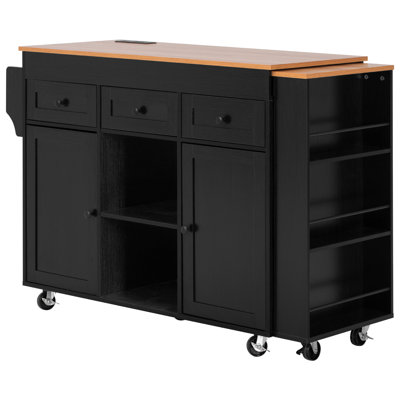 Willow Modern Kitchen Island With Extendable Table, Ample Storage, And Built-In Charging Station by NFusion