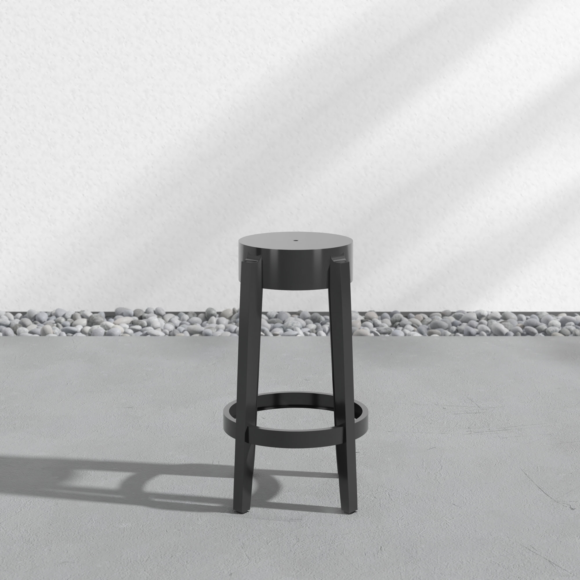 Charles Backless Outdoor Bar Stool, 25.59", Glossy Black