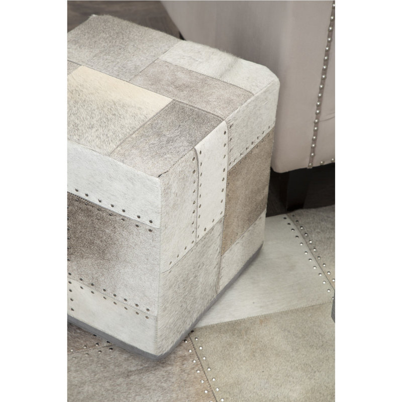 Mccoppin 40cm Wide Genuine Leather Abstract Pouf Ottoman