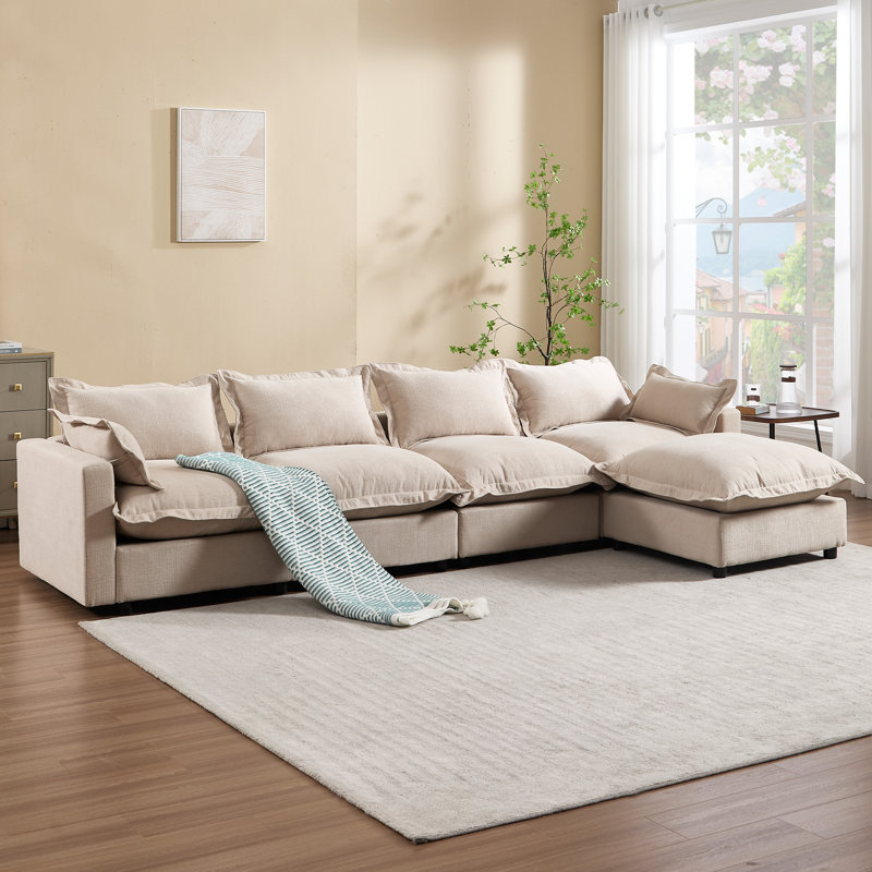 Upholstered Cloud Sofa&Couch With Ottoman