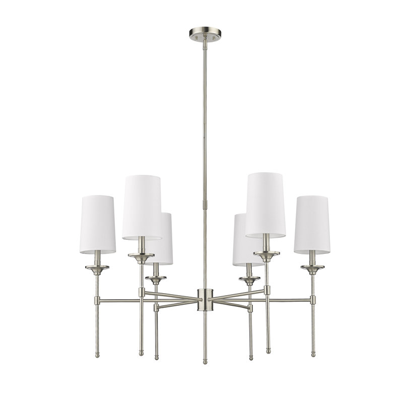Lustre traditionnel / classique à 6 lumières de style bougie Hayse, Nickel brossé