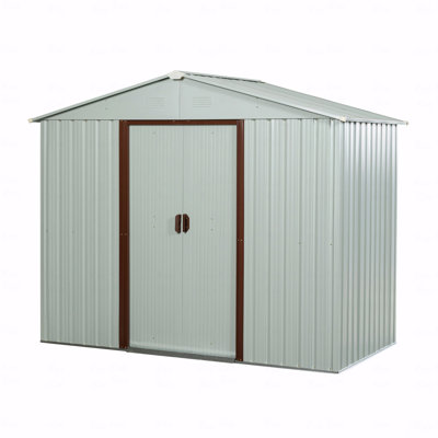 8Ft X 4Ft Outdoor Metal Storage Shed With Metal Foundation