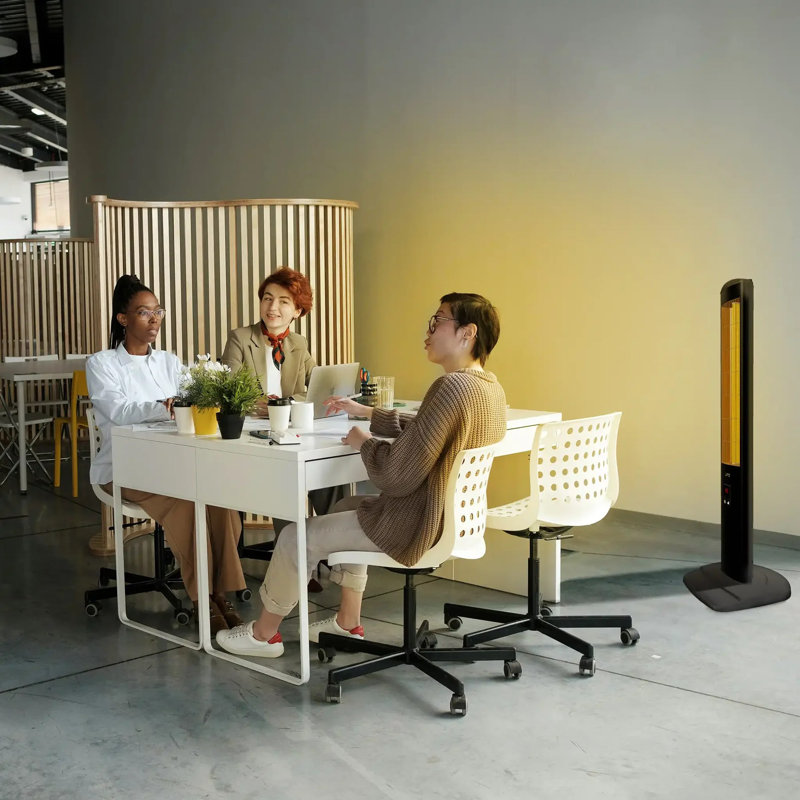 Black Ceramic Electric Tower Space Heater with Remote Control