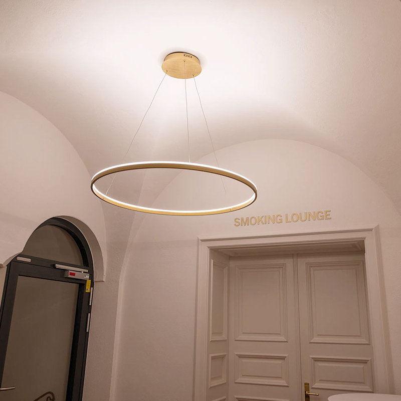 LED pendant lamp Ring 60 direct or indirect 1, Black, 230cm H x 33cm W x 33cm D
