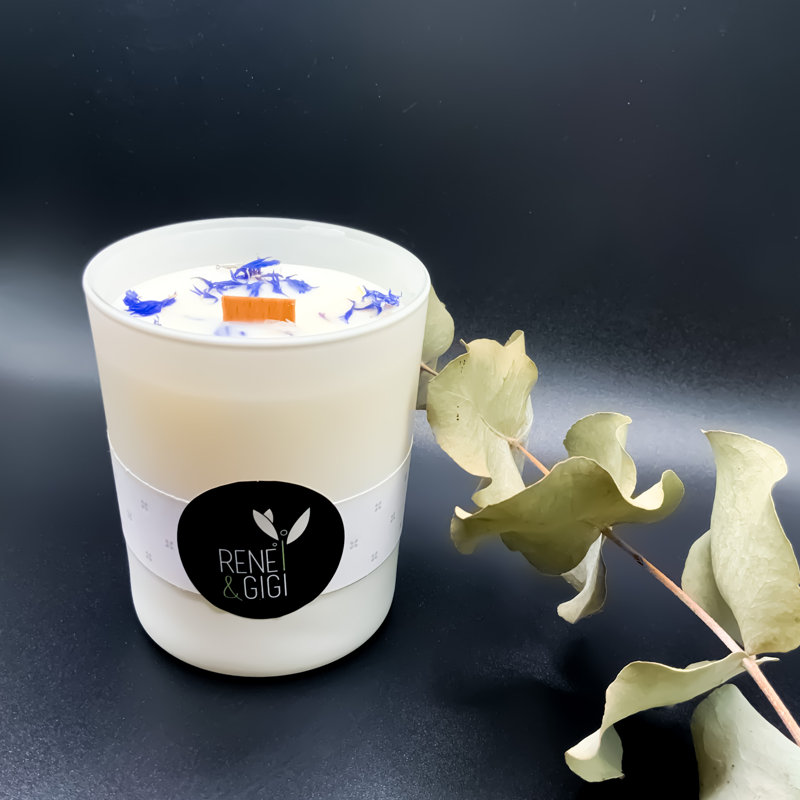 Plant / Floral Scented Jar Candle with Glass Holder