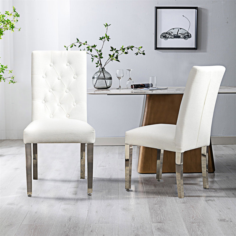 Chaise d'appoint rembourrée (ensemble de 2), Beige