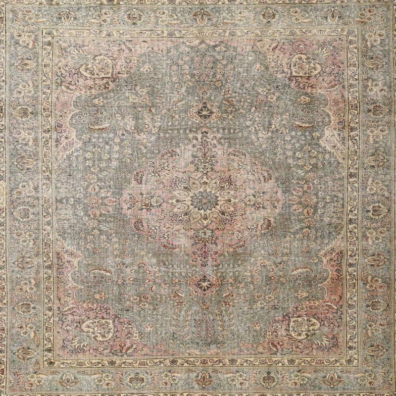 Tapis beige/noir traditionnel Madrona, Rond 5 pi