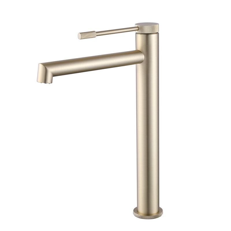 11.46" High Arc Faucet spout, Solid Brass Single Handle Circular Faucet for Bathroom Sink, Brushed Gold