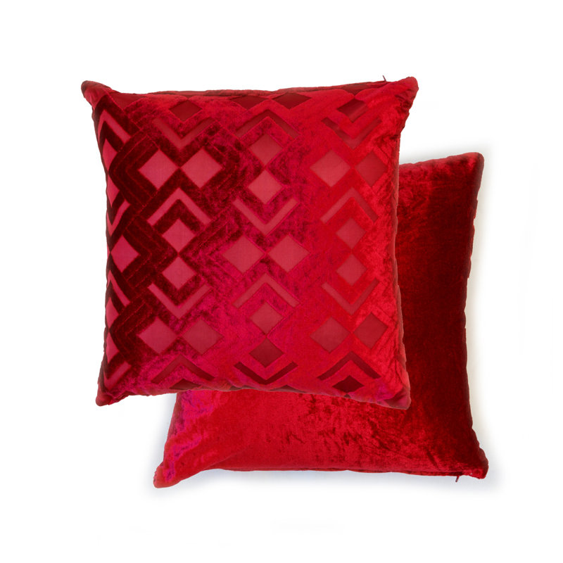 Adilynn Geometric Square Cushion Cover, Red