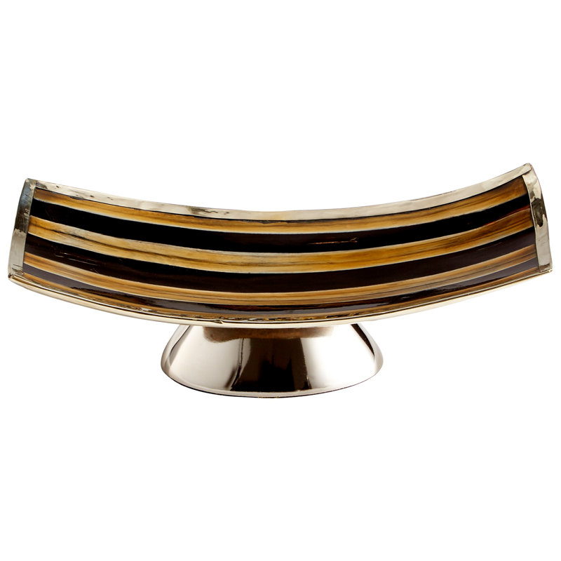 Chic Rustic Modern Horn & Silver 9.5" Decorative Tray