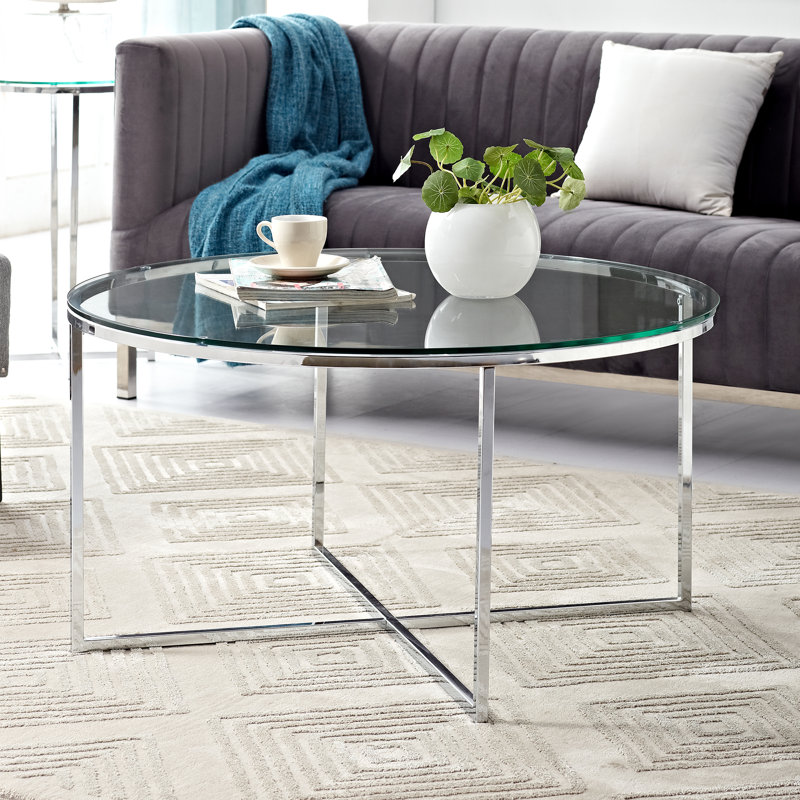 Leverette Cross Legs Coffee Table, Chrome
