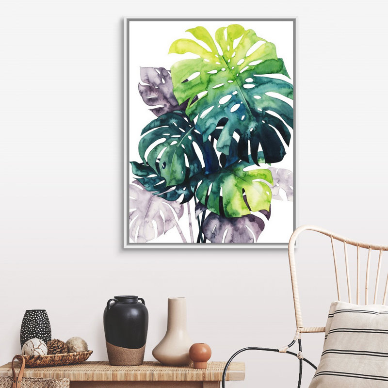 Art mural sur toile Twilight Palms IV, Toile avec cadre blanc, H 42 po x l 32 po