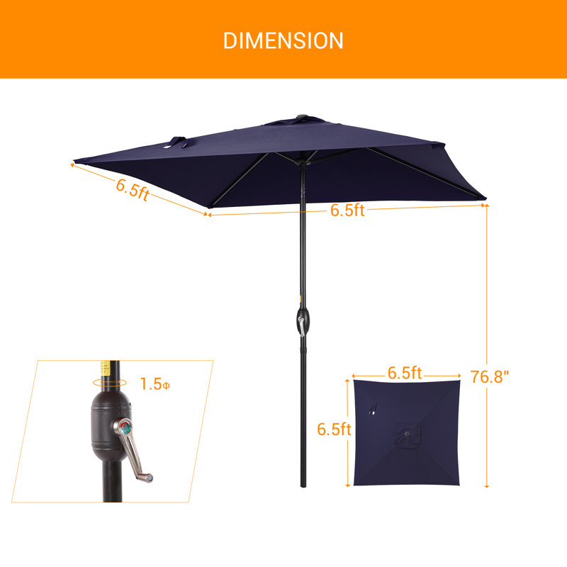 Parasol carré de 78 po Rovner, Bleu marine