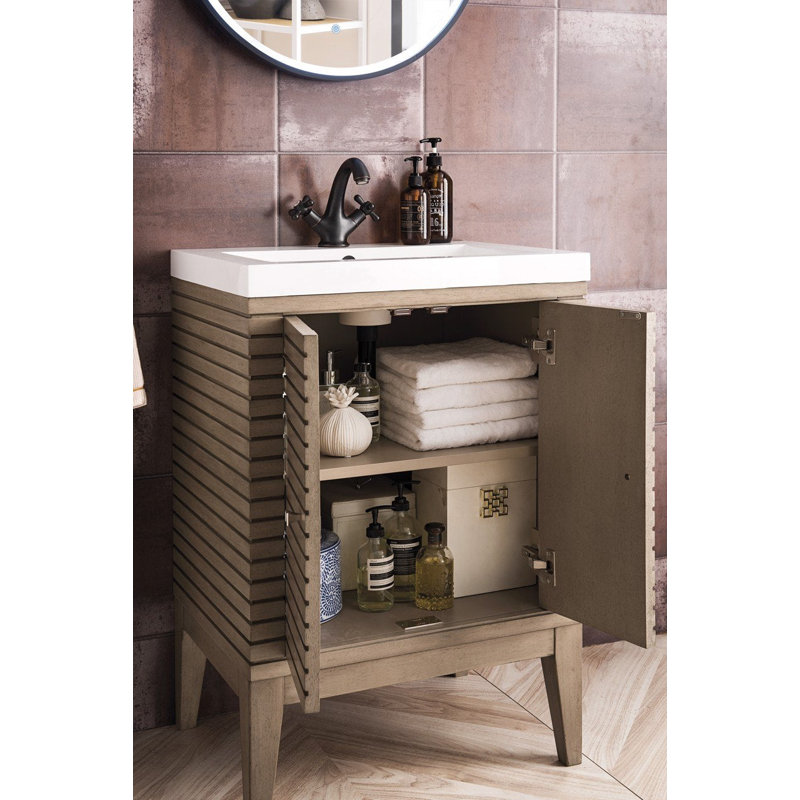 Meuble-lavabo simple l 24 po Linden, Noyer blanchi