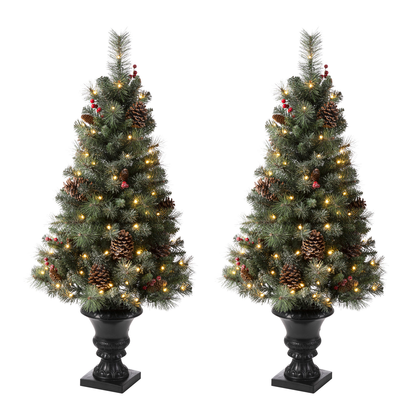 White Frosted Pre-Lit Cypress Christmas Tree, 5 ft.