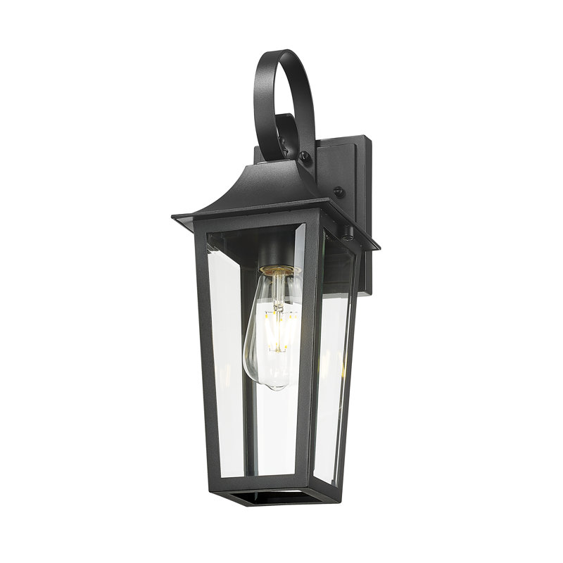 Barling 1 Light Outdoor Wall Light in Black, 17.25" H x 6" W x 7" D