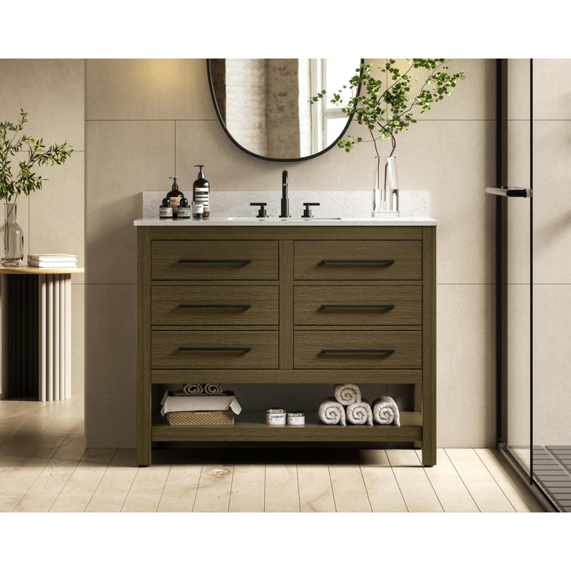 Meuble-lavabo simple 42 po_Moderne_VF60542-BS, Brun châtaigne