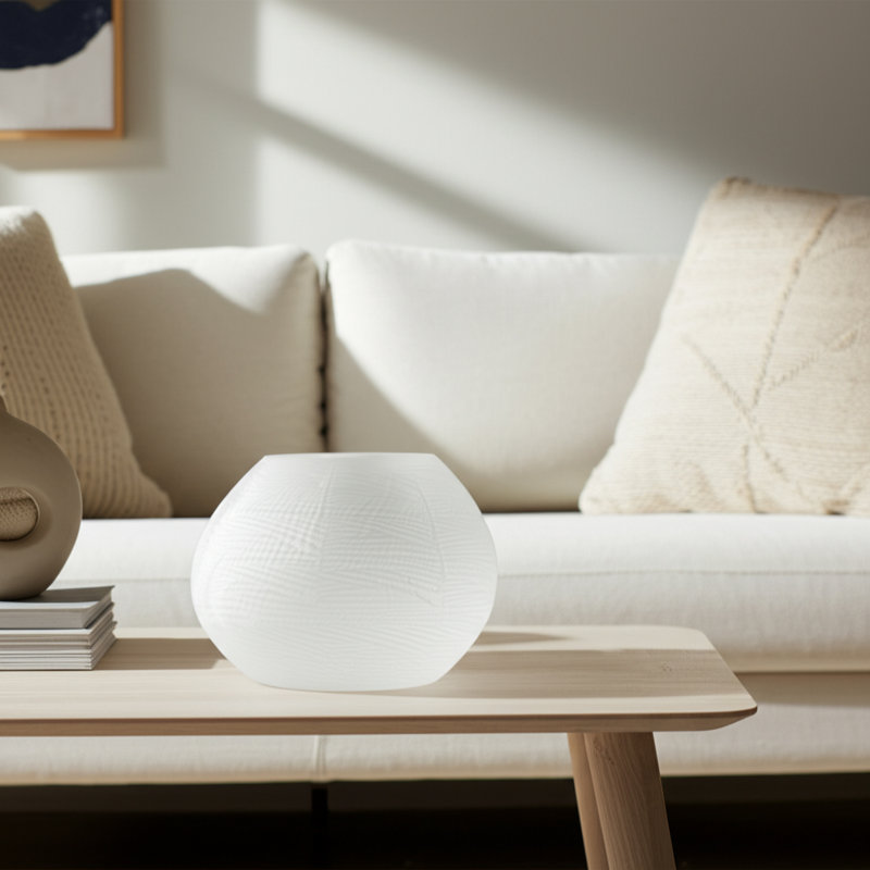 Round Textured Glass Vases with Modern Design and Sculpted Surface Detailing, Decorative Accent Glass Vessels for Settings,