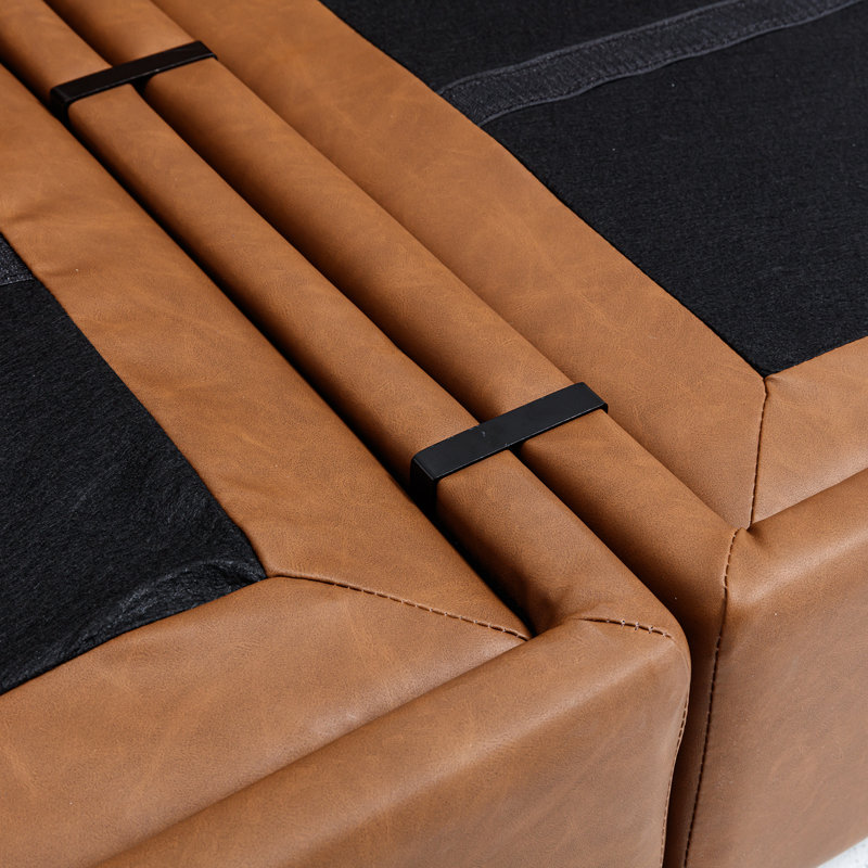 Vegan Leather Ottoman with Storage Function for Sectional Couch, Brown